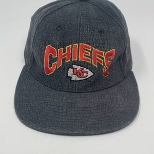 Vintage 90s Kansas City Chiefs Annco Team NFL Denim Script Snapback Hat Rare